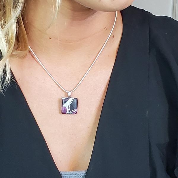 Square Pendant - Blue-Pendants-Tiry Originals, LLC