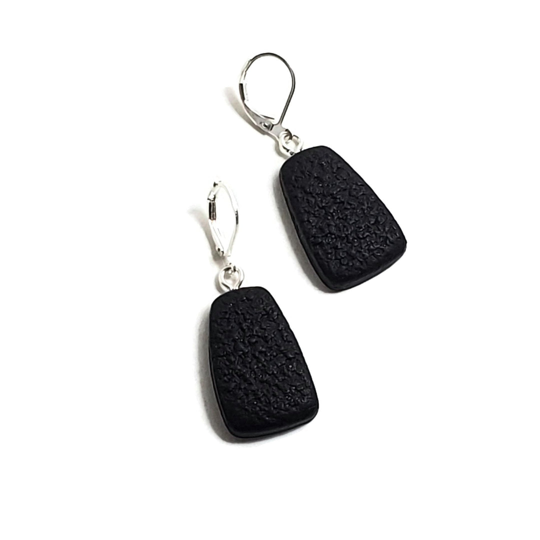 Wide Angle Dangle Earring - Black-Earrings-PME46 #1-Matte Texture Black #1-Tiry Originals, LLC