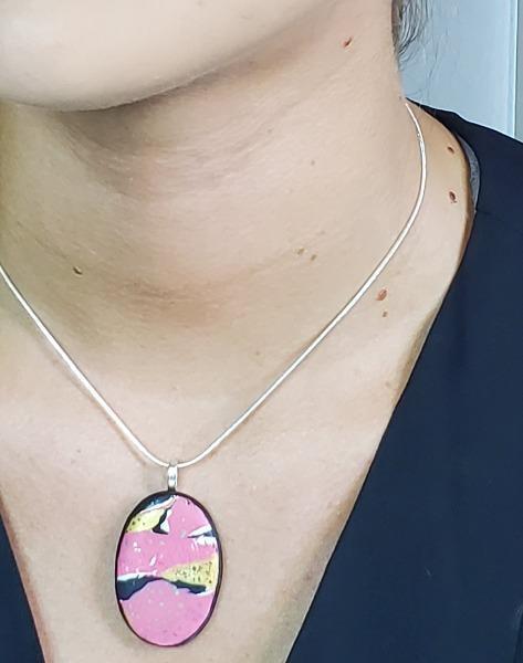 1" x 1-1/2" Oval Pendant - A Day in Paris-Sale-Tiry Originals, LLC