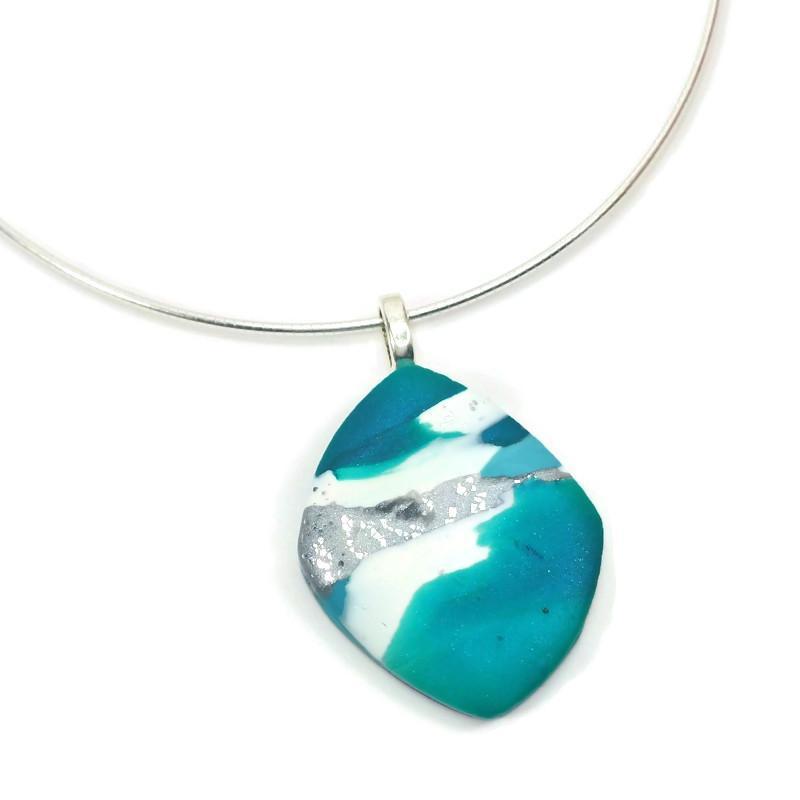 1-1/4" Medium Pendant - Turquoise Water-Sale-PMP44 TB1-Turqouise Beaches #1-Tiry Originals, LLC