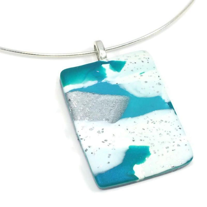 1" x1-1/2" Medium Rectangle Pendant - Turquoise Water-Sale-PMP11 #2-Teal -2-Tiry Originals, LLC