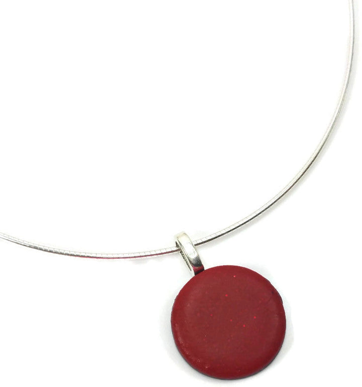 1/2" Dainty Round Rock Pendant - Red-Pendants-Tiry Originals, LLC