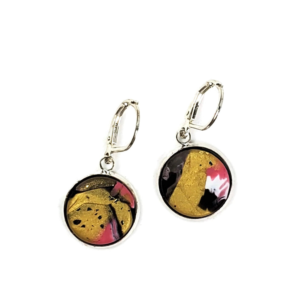 14mm Round Bezel Dangle Earring - A Day in Paris-Sale--Tiry Originals, LLC