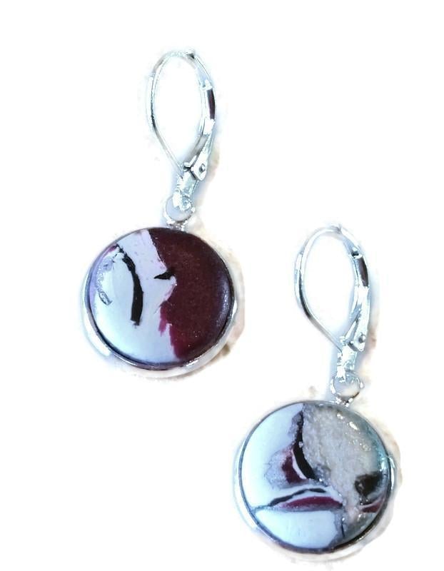 14mm Round Bezel Dangle Earring - Amaranthine-Sale-PME05 1bur-Option 1-Tiry Originals, LLC