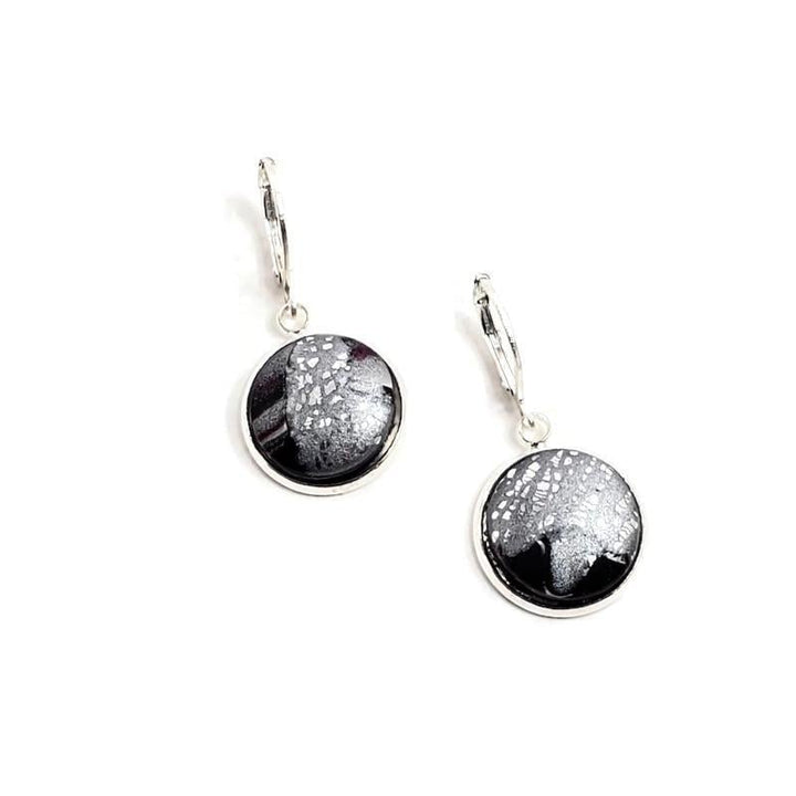 14mm Round Bezel Dangle Earring - Amaranthine-Sale--Tiry Originals, LLC