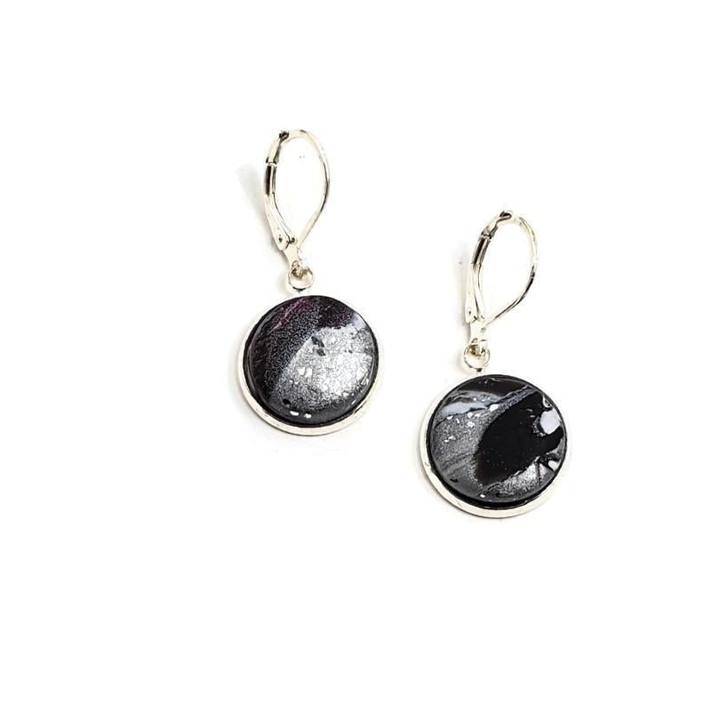 14mm Round Bezel Dangle Earring - Amaranthine-Sale-Tiry Originals, LLC