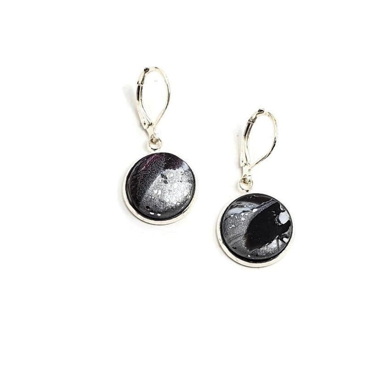 14mm Round Bezel Dangle Earring - Amaranthine-Sale--Tiry Originals, LLC