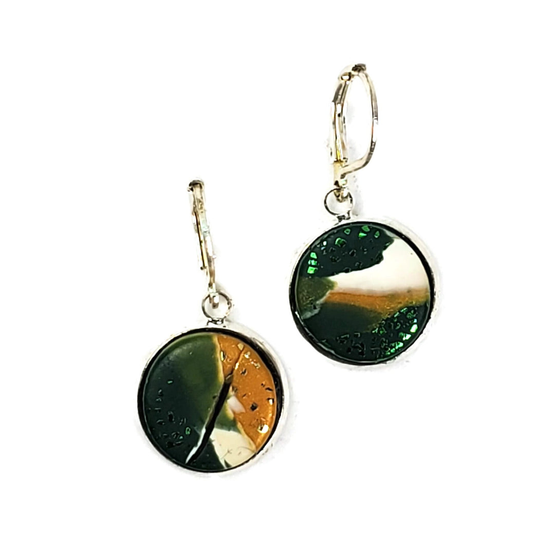 14mm Round Bezel Dangle Earring - Go Pack Go-Earrings-Tiry Originals, LLC