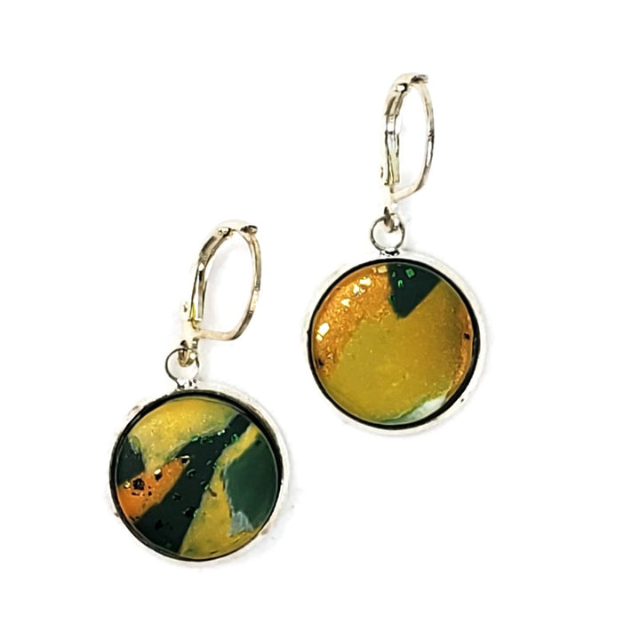 14mm Round Bezel Dangle Earring - Go Pack Go-Earrings-Tiry Originals, LLC