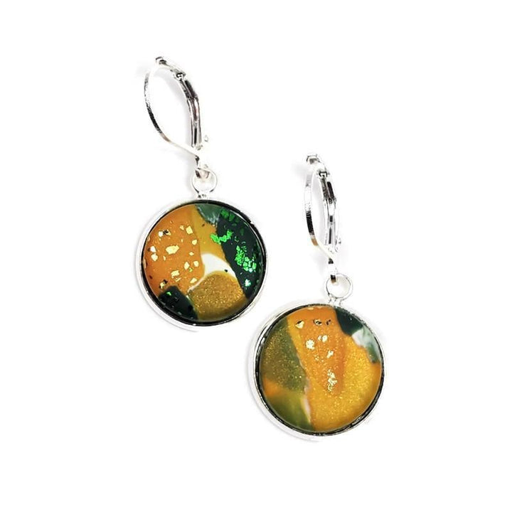 14mm Round Bezel Dangle Earring - Go Pack Go-Earrings-Tiry Originals, LLC