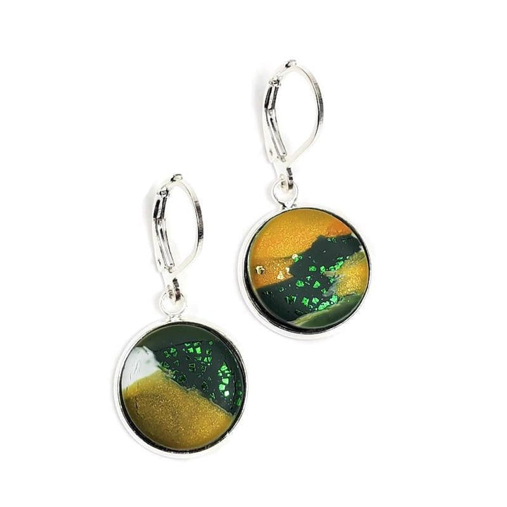 14mm Round Bezel Dangle Earring - Go Pack Go-Earrings-Tiry Originals, LLC
