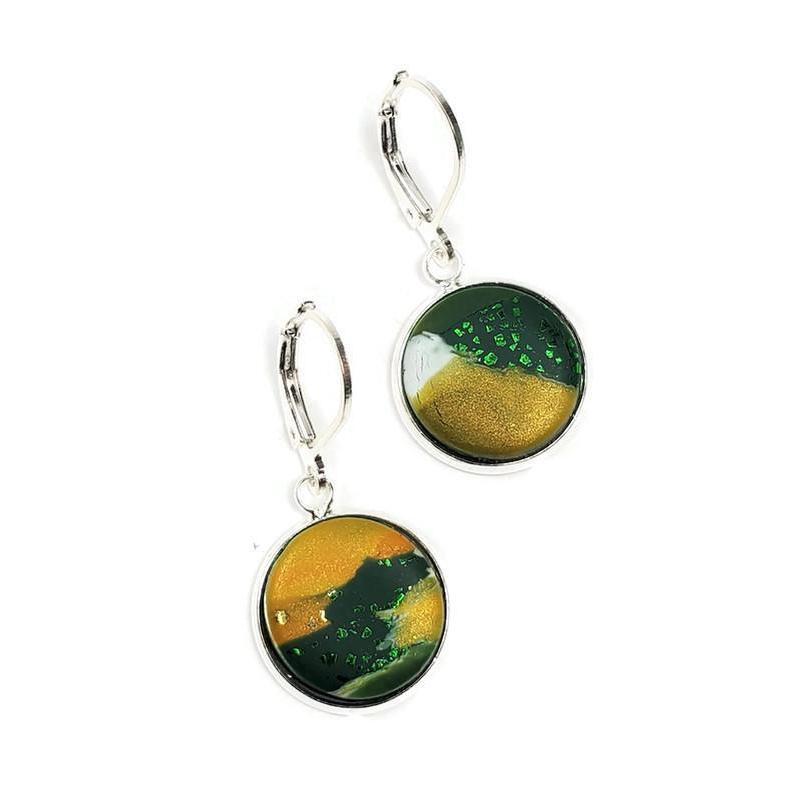 14mm Round Bezel Dangle Earring - Go Pack Go-Earrings--Tiry Originals, LLC