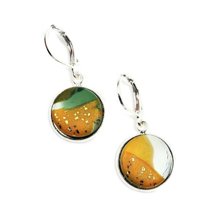14mm Round Bezel Dangle Earring - Go Pack Go-Earrings-Tiry Originals, LLC