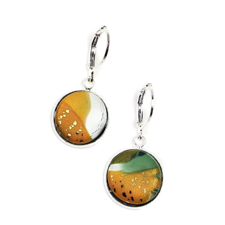 14mm Round Bezel Dangle Earring - Go Pack Go-Earrings-Tiry Originals, LLC