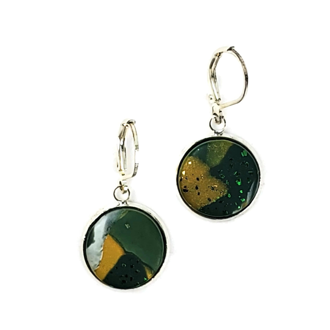 14mm Round Bezel Dangle Earring - Go Pack Go-Earrings-Tiry Originals, LLC