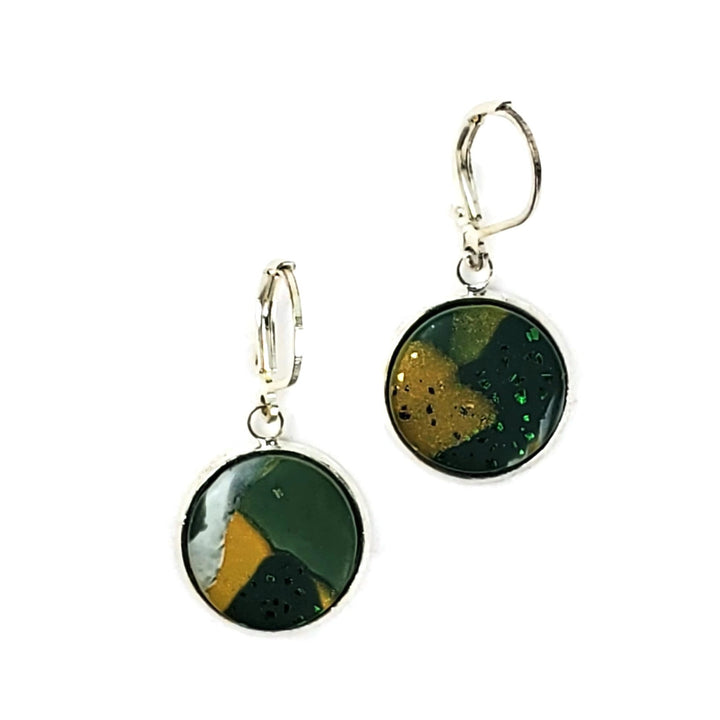 14mm Round Bezel Dangle Earring - Go Pack Go-Earrings-Tiry Originals, LLC