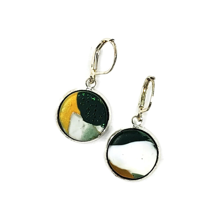 14mm Round Bezel Dangle Earring - Go Pack Go-Earrings-Tiry Originals, LLC