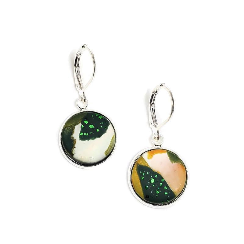 14mm Round Bezel Dangle Earring - Go Pack Go-Earrings-Tiry Originals, LLC