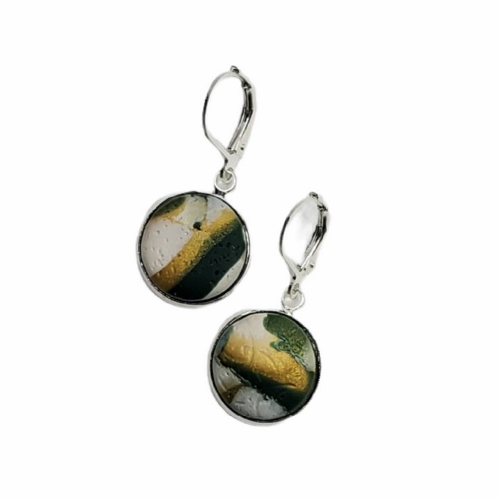 14mm Round Bezel Dangle Earring - Milwaukee Bucks-Earrings--Tiry Originals, LLC