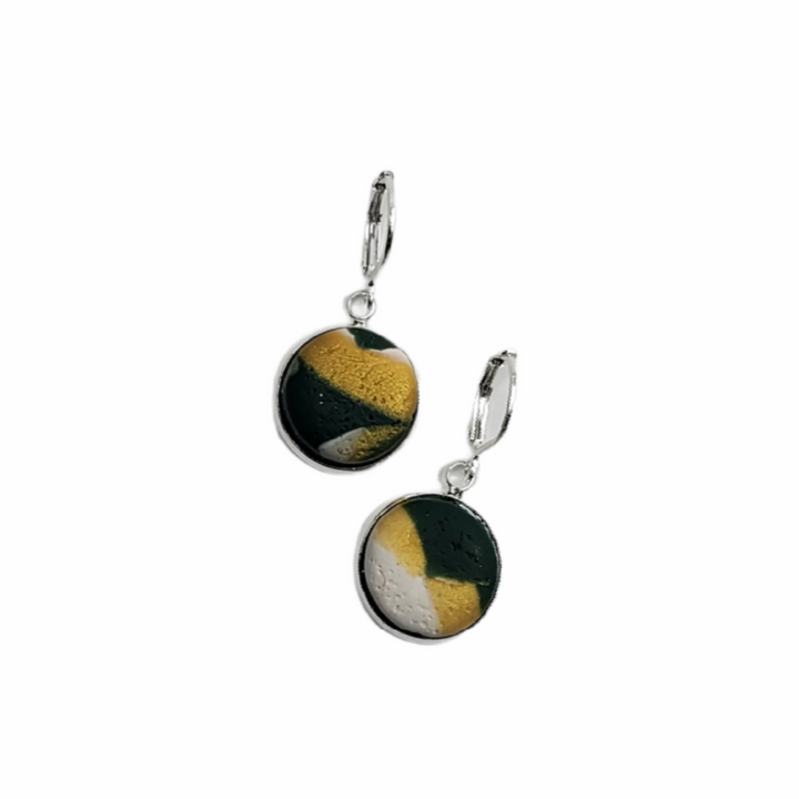 14mm Round Bezel Dangle Earring - Milwaukee Bucks-Earrings--Tiry Originals, LLC