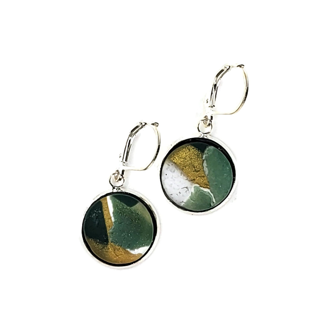 14mm Round Bezel Dangle Earring - Milwaukee Bucks-Earrings--Tiry Originals, LLC