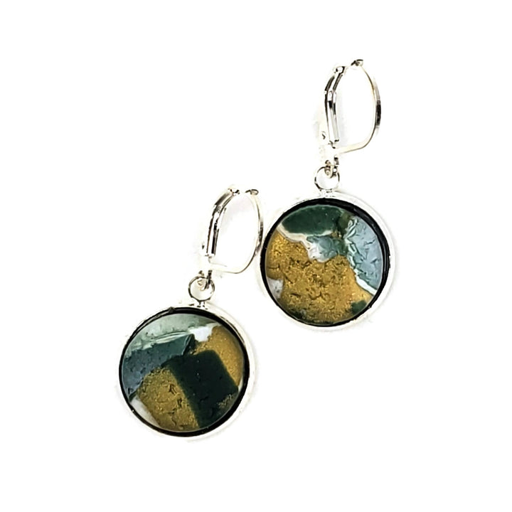 14mm Round Bezel Dangle Earring - Milwaukee Bucks-Earrings--Tiry Originals, LLC