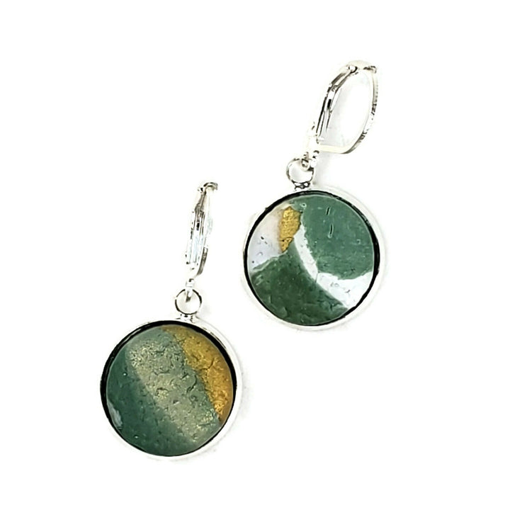 14mm Round Bezel Dangle Earring - Milwaukee Bucks-Earrings--Tiry Originals, LLC