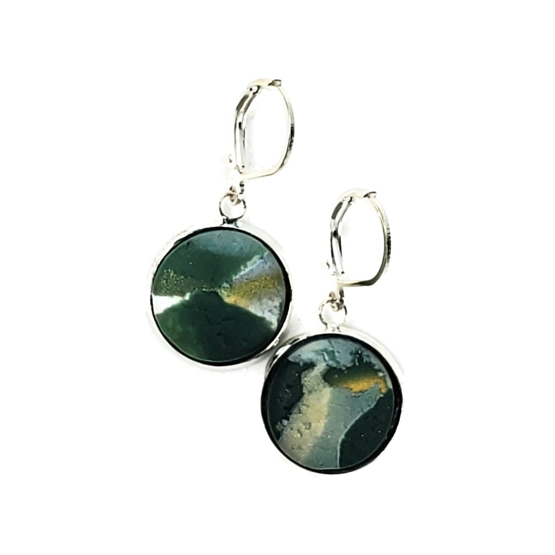 14mm Round Bezel Dangle Earring - Milwaukee Bucks-Earrings--Tiry Originals, LLC