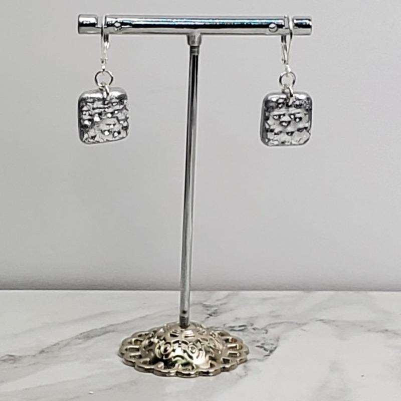 14mm Square Dangle Earring - Chrome-Earrings-Tiry Originals, LLC