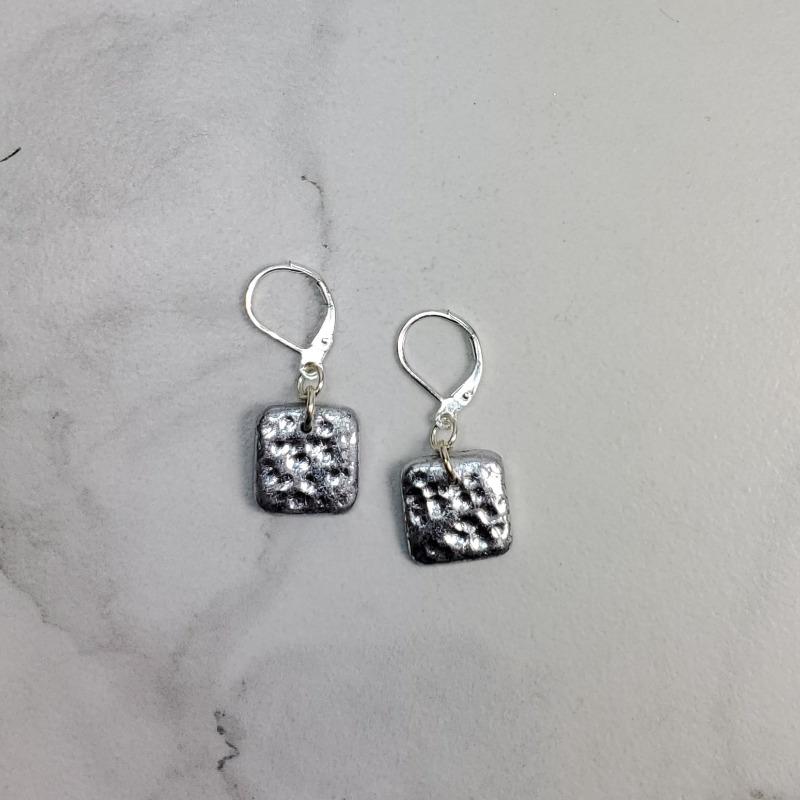 14mm Square Dangle Earring - Chrome-Earrings-Tiry Originals, LLC