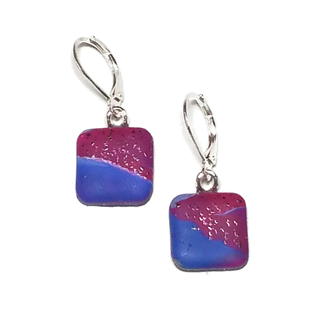 14x14mm Square Dangle Earring - Blue-Earrings--Tiry Originals, LLC