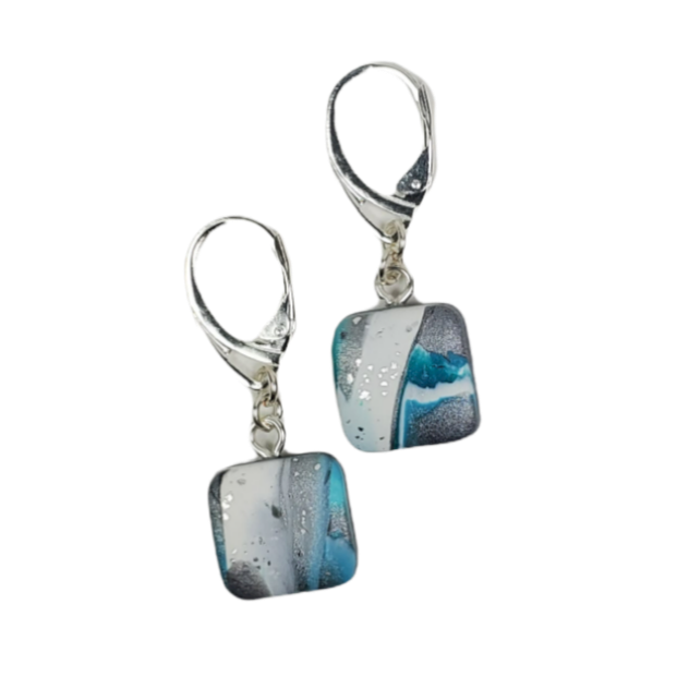 14x14mm Square Dangle Earring - Turquoise Water-Earrings-Tiry Originals, LLC