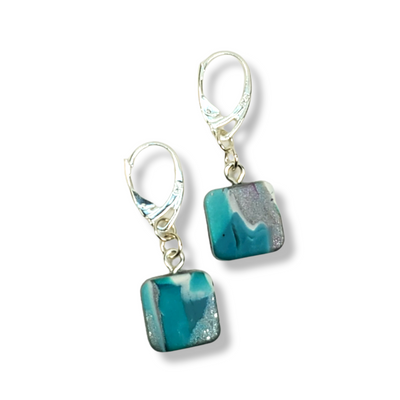 14x14mm Square Dangle Earring - Turquoise Water-Earrings--Tiry Originals, LLC