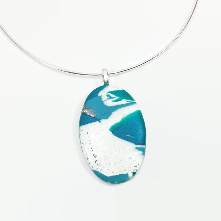 1"x1-1/2" Medium Oval Pendant - Turquoise Water-Jewelry-PMP12 TW1-Option #1-Tiry Originals, LLC