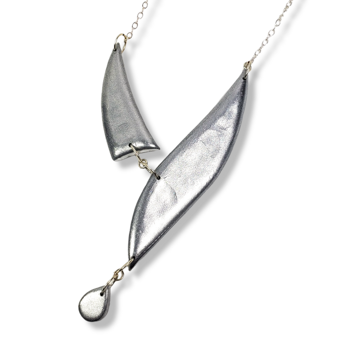 2 Piece Shard Necklace - Chrome-Necklace-Tiry Originals, LLC