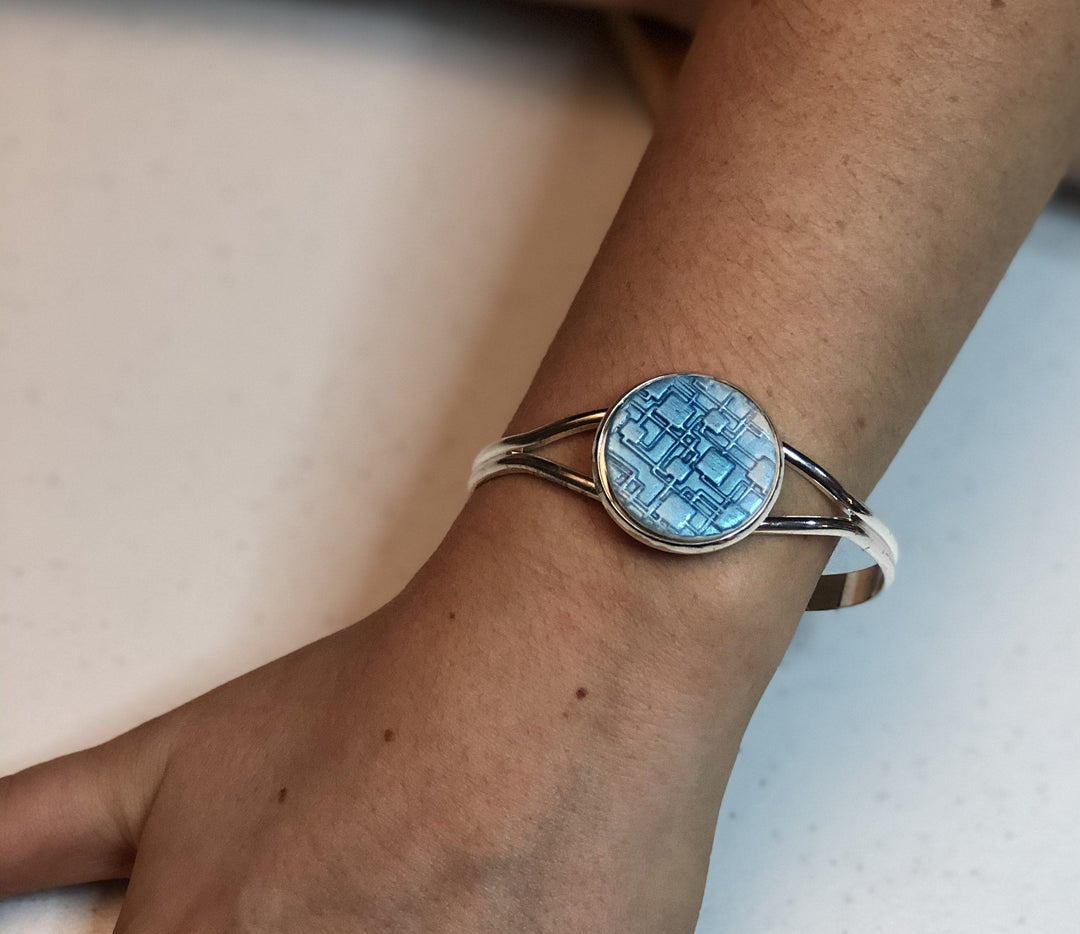 25mm Round Focal Bangle - Blue-Sale--Tiry Originals, LLC