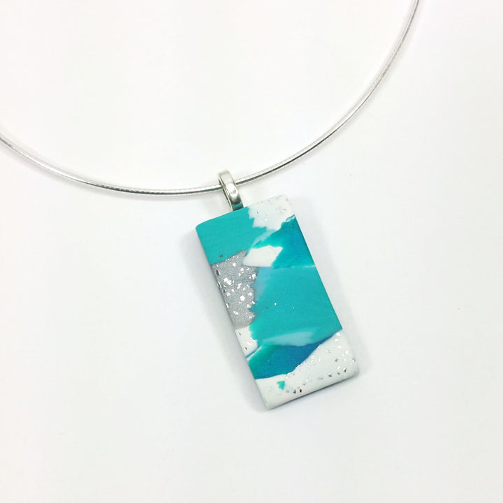 5/8" x 1-3/8" Rectangle Pendant - Turquoise Water-Sale-PMP17 TW 1-Option #1-Tiry Originals, LLC