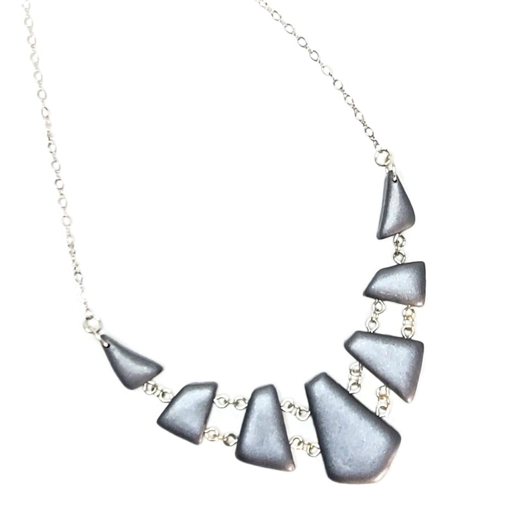 7 Piece Linked Shard Necklace - Chrome-Necklace-PMN08 Chrome-Tiry Originals, LLC