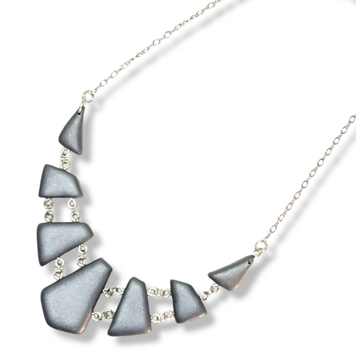 7 Piece Linked Shard Necklace - Chrome-Necklace-PMN08 Chrome-Tiry Originals, LLC