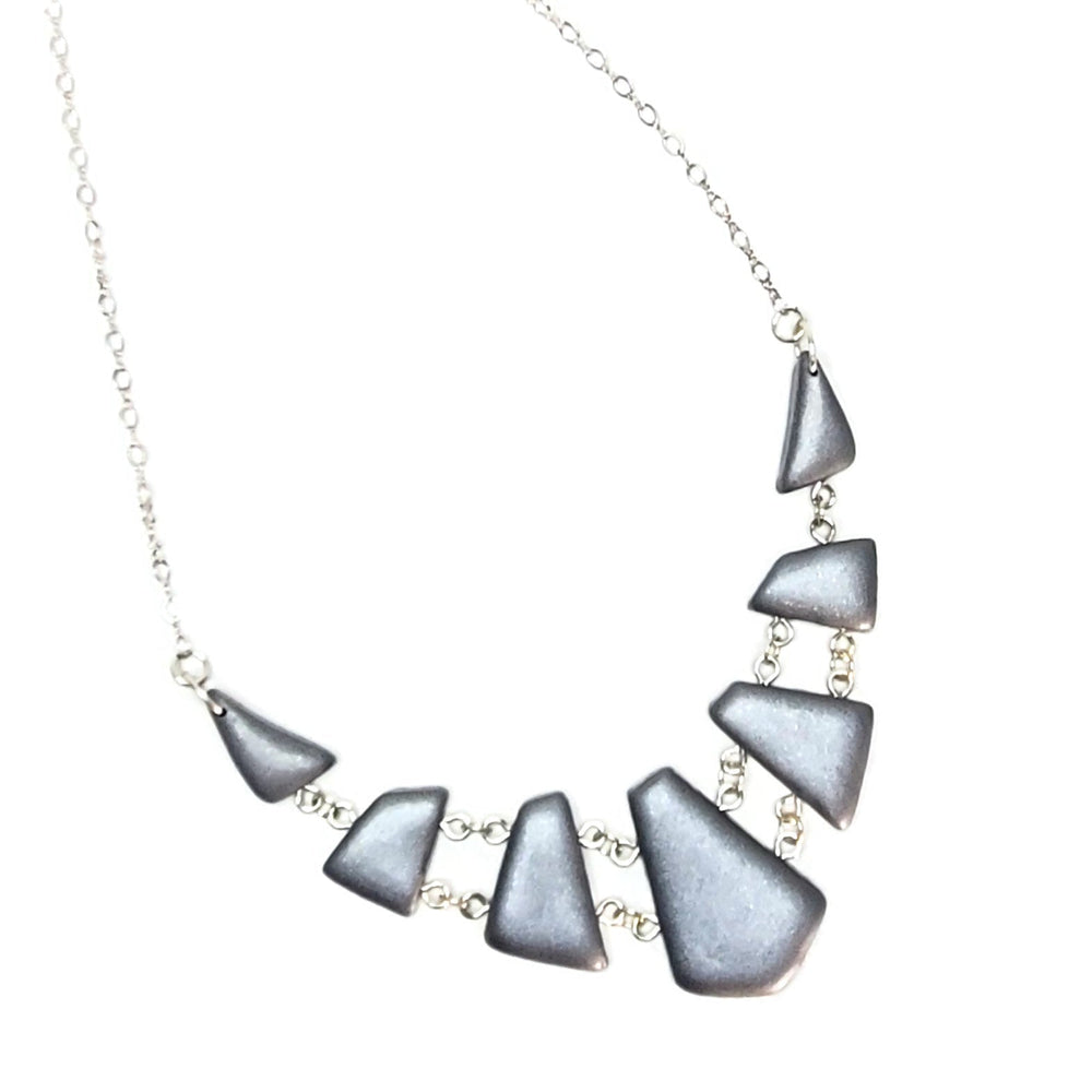 7 Piece Linked Shard Necklace - Chrome-Necklace-Tiry Originals, LLC