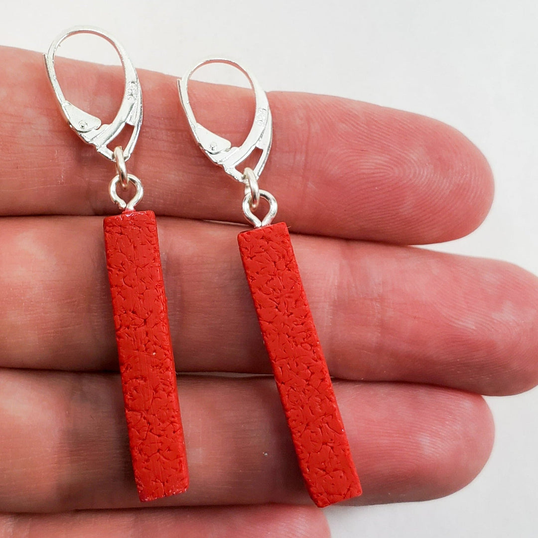 Bar Dangle Earrings - Scarlett Red-Earrings-PME85 Red-Red-Tiry Originals, LLC