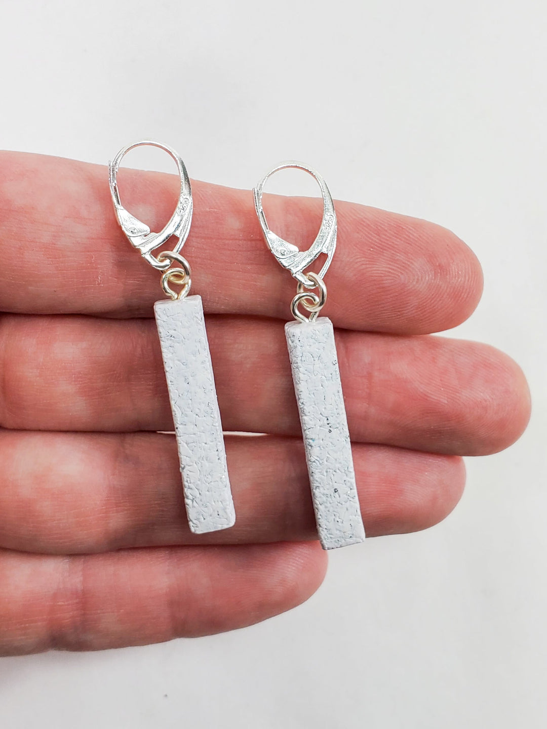 Bar Dangle Earrings - Sparkly White-Earrings-Tiry Originals, LLC