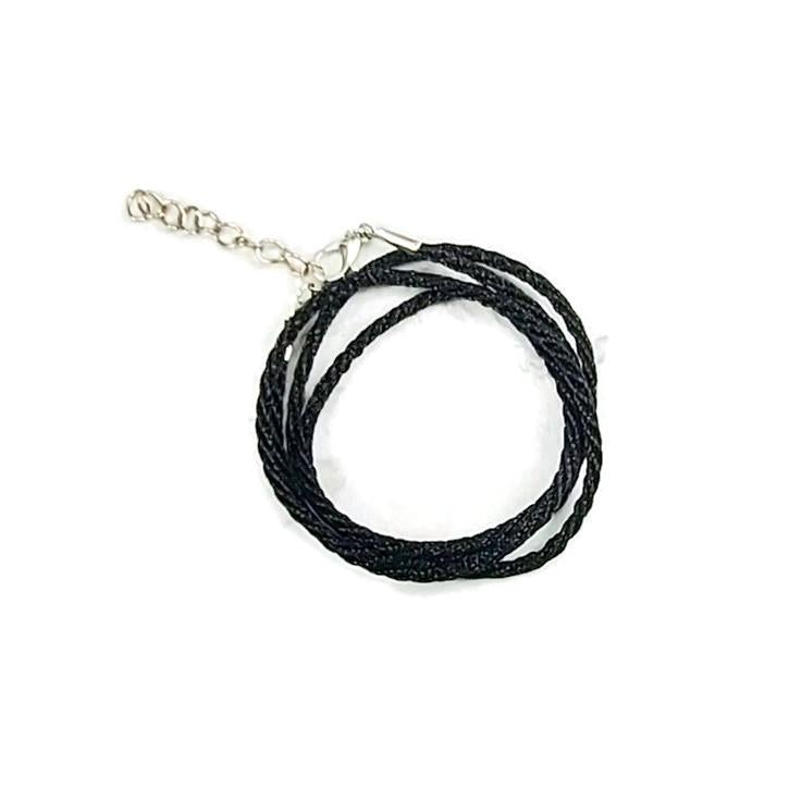 Black Satin Silk Necklace Cord Rope Chain with Lobster Claw Clasp-Necklace-SSCH24-24"-Tiry Originals, LLC