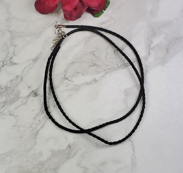 Black Satin Silk Necklace Cord Rope Chain with Lobster Claw Clasp-Necklace-SSCH24-24"-Tiry Originals, LLC