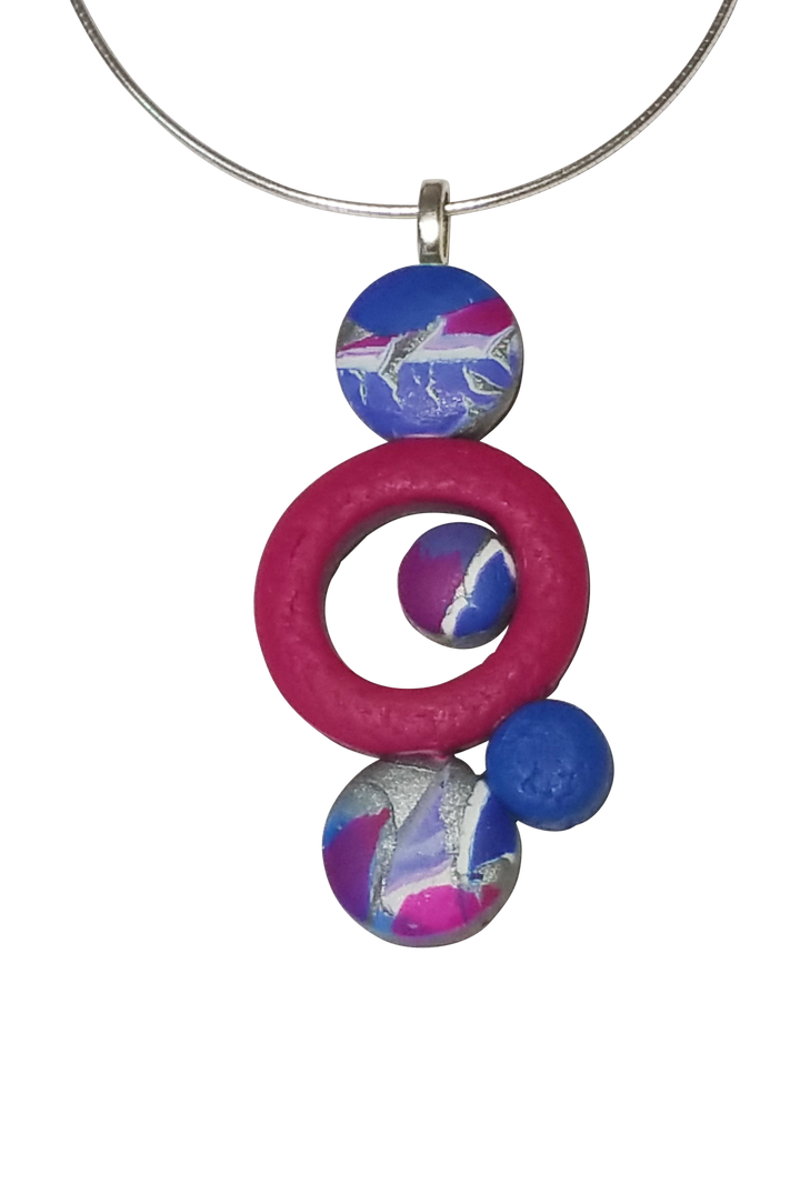 Bubbles Pendant- Single Circle - Blue-Sale-PMCS04 hope 1-Blue #1-Tiry Originals, LLC