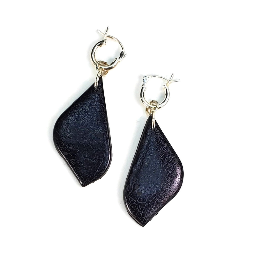 Butterfly Wing Dangle Earrings - Black-Earrings-PME45 Shiny Black Crackle-Shiny Black Crackle-Tiry Originals, LLC