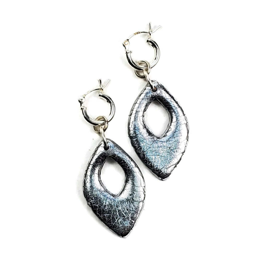 Diamond Cutout Dangle Earring - Chrome-Earrings-PME34 TW #1-Option #1-Tiry Originals, LLC