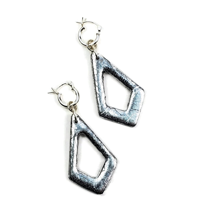 Diamond Donut Dangle Earring - Chrome-Earrings-Tiry Originals, LLC