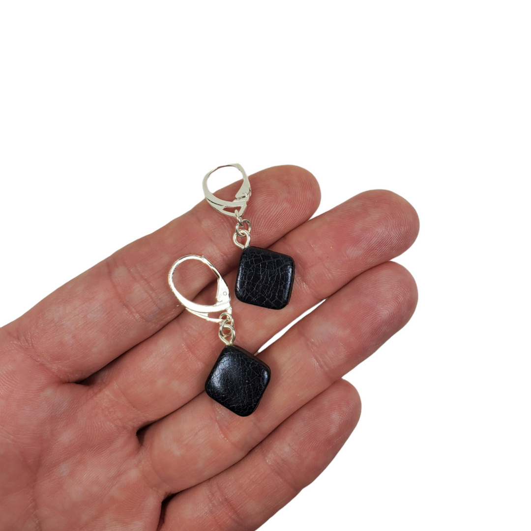 Diamond Square Dangle Earring - Black-Earrings-PME98 #1-Option 1-Tiry Originals, LLC