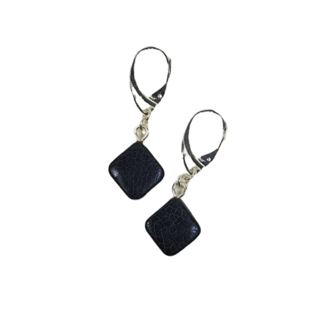 Diamond Square Dangle Earring - Black-Earrings-PME98 #1-Option 1-Tiry Originals, LLC